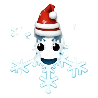 snowflake with christmas hat sticker