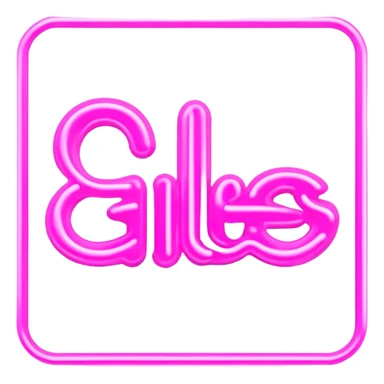 Pink neon sign with the word Giles sticker