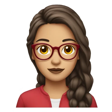 Red glasses brunette teenage girl sticker