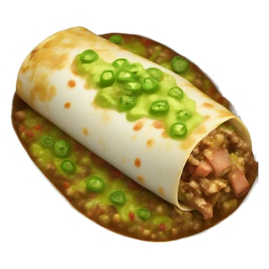 Wet burrito with green salsa sticker