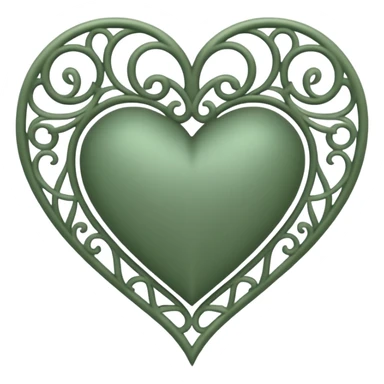 Can you make a sage green heart with a gothic design. In the middle of the heart the letter I sticker
