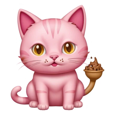 Pink cat eating poop sticker