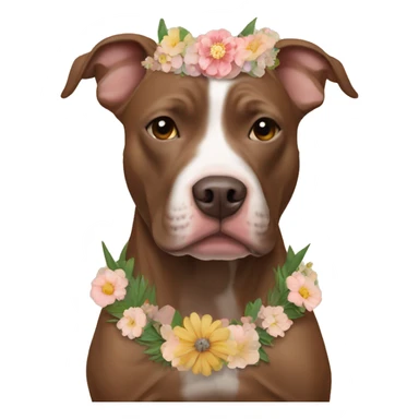 brown pit bull dog with a flower crown sticker