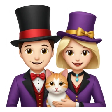 magician couple and their pet cat sticker