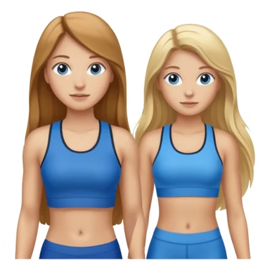 two girls in gym wear one with brown long hair one with blonde long hair and blue eyes sticker