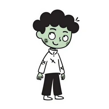 zombie boy with emo hair and white shirt sticker
