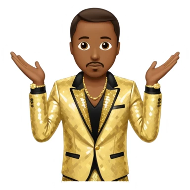 MC Hammer with dark brown hair, gold sequin outfit sticker