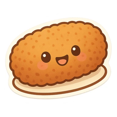cartoon style Dutch kroket with smiling face sticker