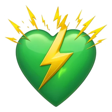 green heart with a lightning bolt sticker