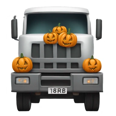 unladen lorry side view with Halloween spooky pumpkin as cargo sticker