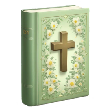Open Light Sage green holy Bible with a light coloured gardens coming from the sides of the Bible  sticker