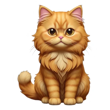 cinematic-[ginger persian cat]-realistic-full-body-sitting-emoji,-tail-curled-playfully-around-its-paws,-head-tilted-dramatically,-fluffy-[ginger]-fur,-simplified-yet-realistic-focused-features,-highly-detailed,-glowing-with-an-almost-sarcastic-glow sticker