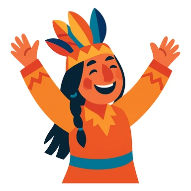 happy Huron, joyful, colorful illustration sticker