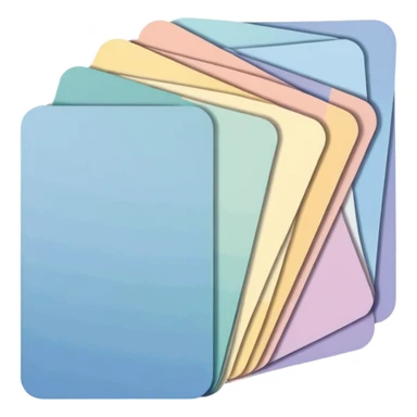 house paint swatches. there should be 3 or 4 cards of different colours, with different shades of that colour, in rectangle shape, overlapping. simple and not busy sticker