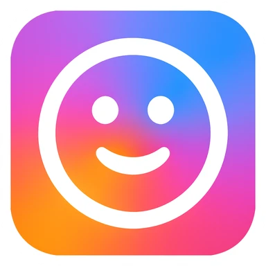 Frame 1: Colorful gradient background with smiley face, no grid lines (keyframe for morph animation) sticker