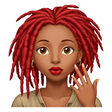 Afrolatina with red dread locs sending a kiss sticker
