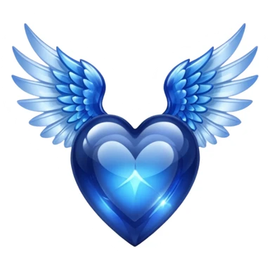 Dark blue crystal heart with wings sticker