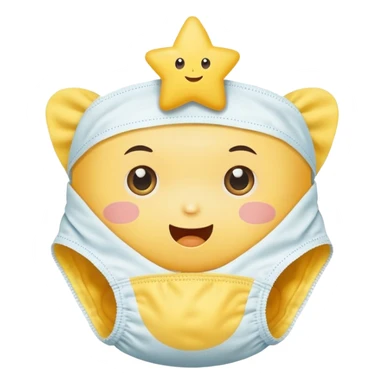 star with a face, and a baby diaper  sticker