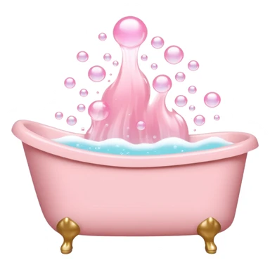 A light pink bathtub filled with light pink bubbles. Light pink bubbles rise upward above it. sticker