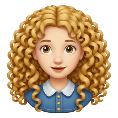 create a frontend girl that has an oval face and very very long curly hair and has braces  and white sticker