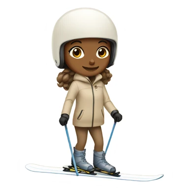 girl on a beige skis sticker