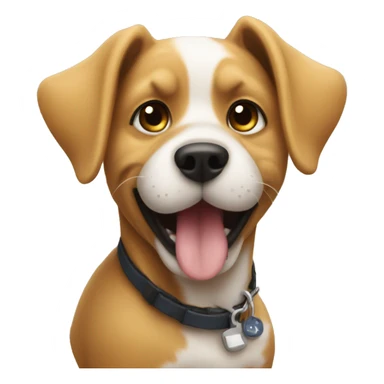 A dog playing with my uss sticker