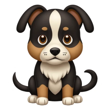 haz un perro negro con las patas y el ozico blancos toques marrones mucho pelo y ojos marrones menos marron sticker