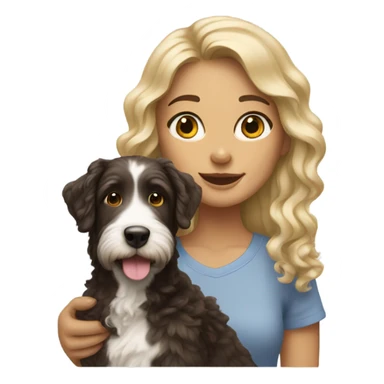 Brunette with blonde streaks and an  aussie doodle sticker