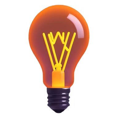 neon lightbulb, glowing blue and pink, soft glossy highlight, modern minimal shape sticker