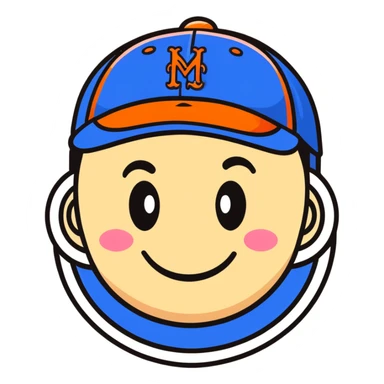 Smirk face emoji with a Mets hat sticker