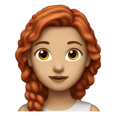 brunette with red tinted hair writing sticker