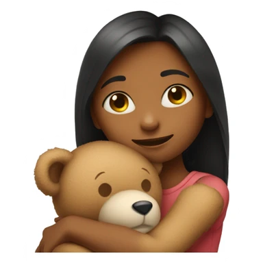 girl hugging a teddy bear sticker
