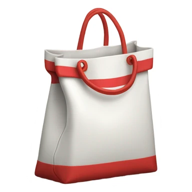 White bag with thank you in red written on it repeated on it 3 times  sticker