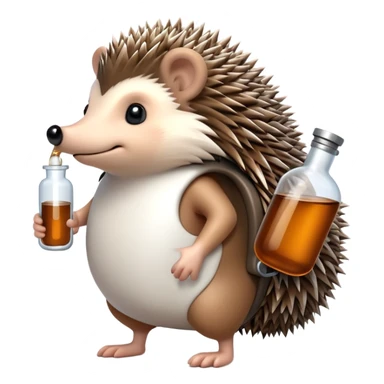 hedgehog carries biological flask on his back sticker
