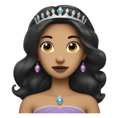 A princess with long black hair a crown and black beard sticker