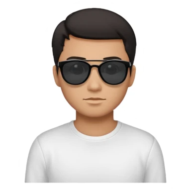 Парень в белом лонгсливе и черных очках с короткой стрижкой на бок темные волосы sticker