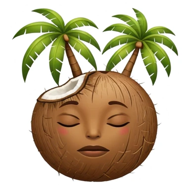 coconut tree, with a face, sleeping sticker