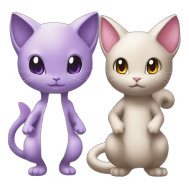 Mewtwo and mew pokemon sticker