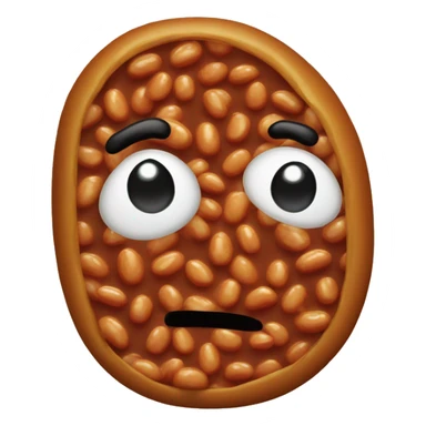 Baked bean with face sticker