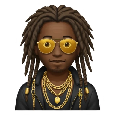 Man with dreadlocks, dark sunglasses and gold chain  sticker