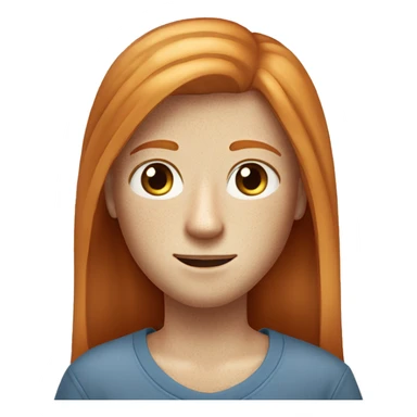 ginger long straight hair blue eyes with freckles and thin face ￼ sticker