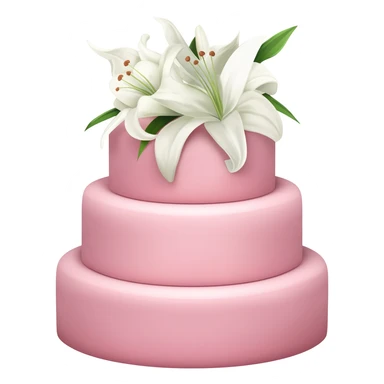 Pastel pink shaped wedding cake with and white lilies on top sticker