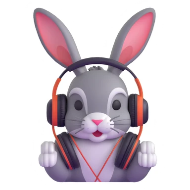 rabbit with headphones sticker