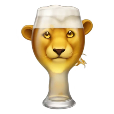 Un lion qui boit un verre de bière sticker