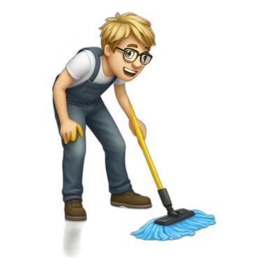 geek mopping floor sticker