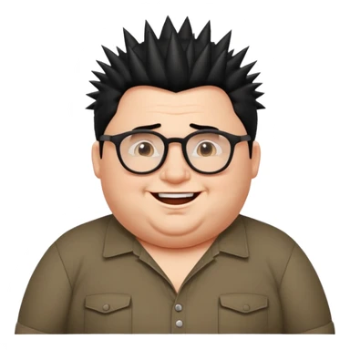 fat spiky haired happy man sticker