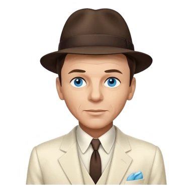 Frank Sinatra with blue eyes, dark brown hair, ivory outfit sticker
