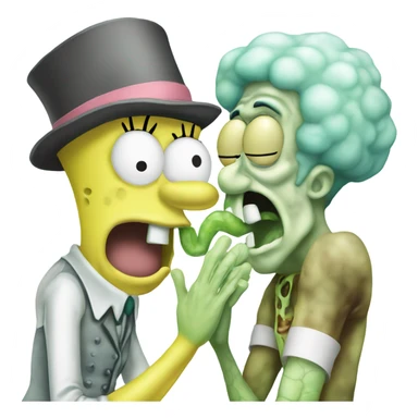 SpongeBob kissing squidward  sticker