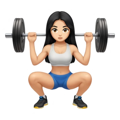 Larina girl with long black hair squatting weight sticker