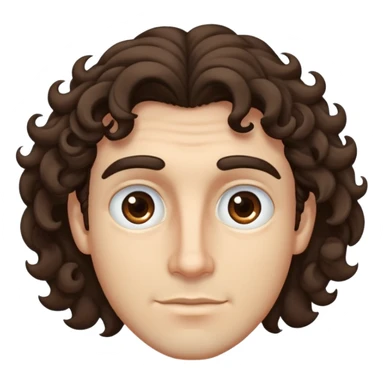 Guy with mid long curly hair, large eyebrows and brown eyes sticker